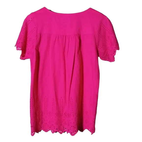 Hatley cotton pink magenta eyelet crochet puff sleeve lightweight sp - Picture 3 of 8
